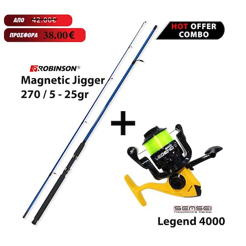 Robinson Magnetic Jigger 270 / 5 – 25gr + Sensei Legend 4000 (Combo Spinning) Thumbnail Photo